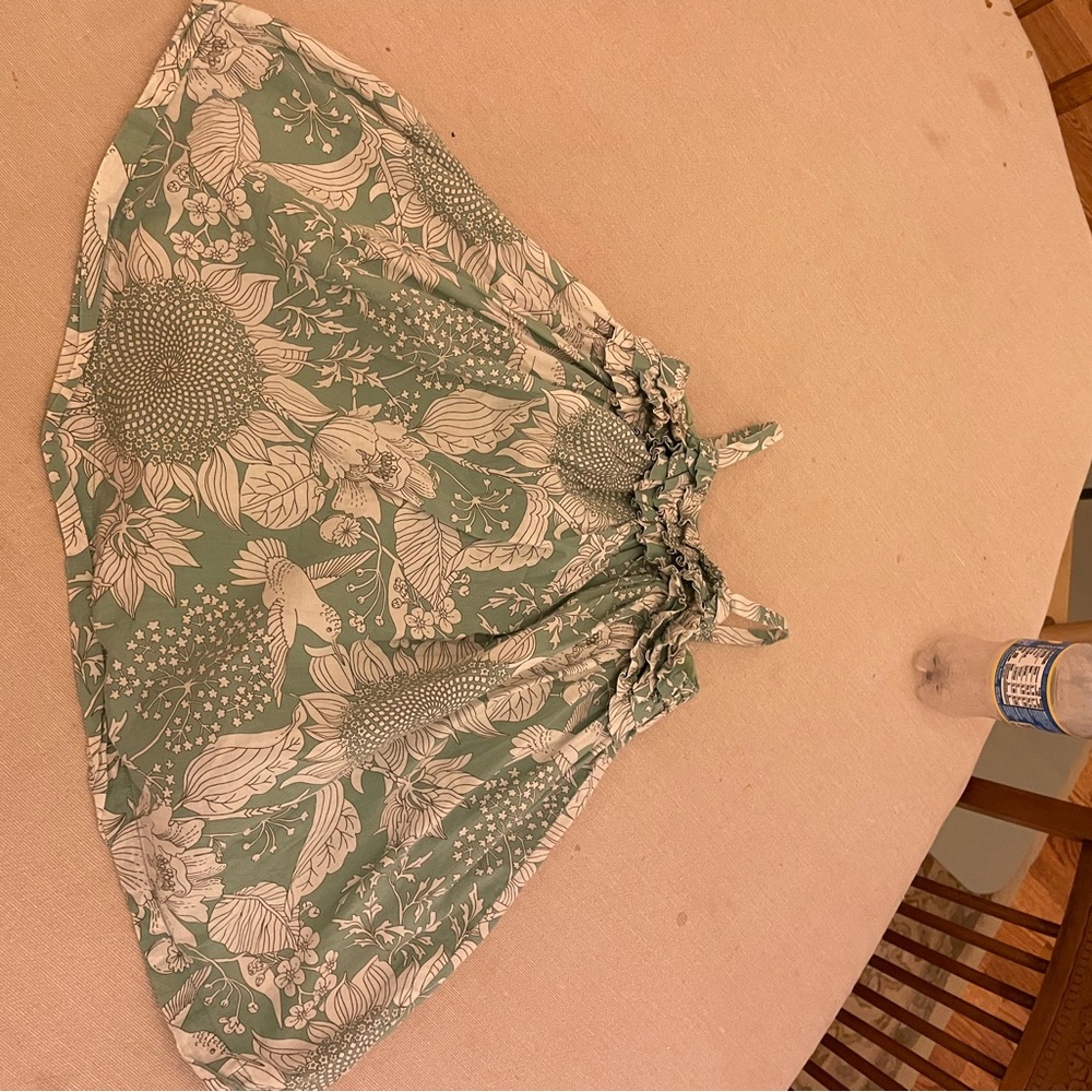 GAP Mint Green Floral Drawstring Circle Skirt